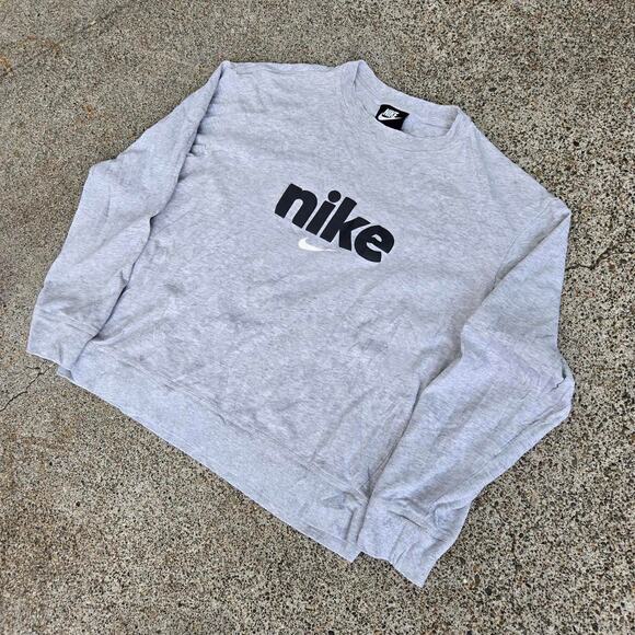 Vtg Y2k NIKE Center Swoosh Spellout Logo Graphic Crewneck Sweatshirt XS Fit - Picture 2 of 5